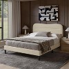 Queen Size Bed Frames with Headboard Upholstered Bed Frame Teddy Soft Boucle Fabric bedframes Soft Cloud Marshmallow Shape Upholstered Headboard - 4 of 4