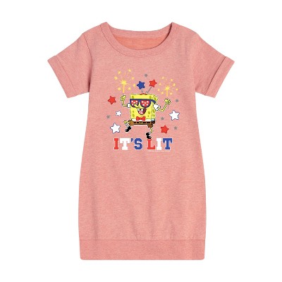 - SpongeBob SquarePants - It's Lit Graphic Short Sleeve Fleece Dress