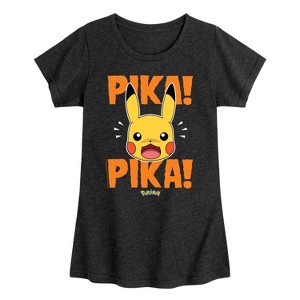 Girls' - Pokémon - Pika Pika Scared Fitted Short Sleeve Graphic T-Shirt - 1 of 4