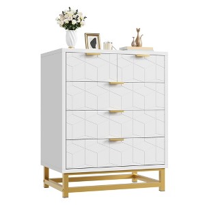 Scratch-Resistant White 5-Drawer Dresser | Modern Metal Frame Storage Unit - Bedroom to Closet Organization Solution - 1 of 4