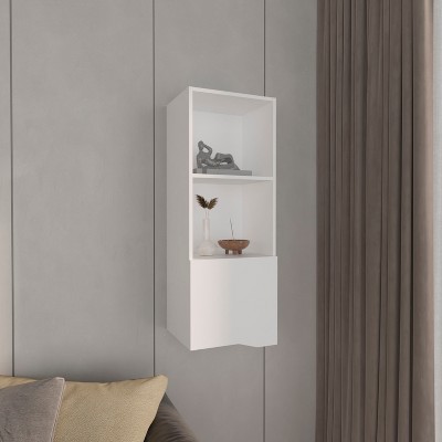 Vynxaria 43" Tall One-Door Wall Cabinet, Medicine Cabinet, White, 16" W x 43" H