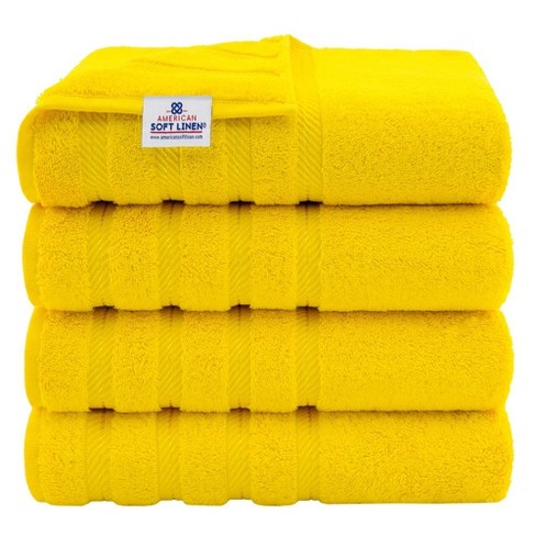 American Soft Linen 4 Pack Bath Towel Set 100 Cotton 27 Inch By 54 Inch Bath Towels For Bathroom Yellow Target