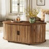 Hommoo Mid Century Oval Coffee Table with Storage Rustic Brown - 3 of 4