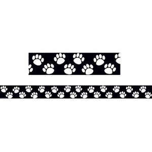 Teacher Created Resources P-12th Grades Straight Bulletin Board Border Trim Black/White Paw Prints - 1 of 1