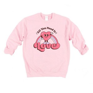 Simply Sage Market Women's Graphic Sweatshirt All You Need Is Love Heart Rainbow - 1 of 3