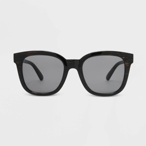 Women's Shiny Plastic Square Sunglasses - Universal Thread™ Black: Maximum UV Protection, Recycled Material - 1 of 2