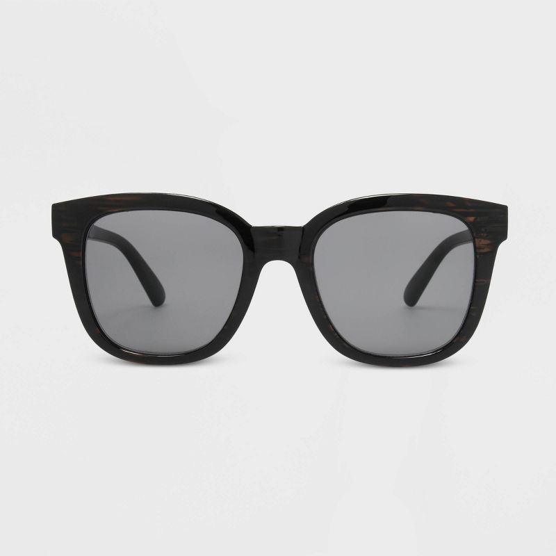 Women&#39;s Shiny Plastic Square Sunglasses - Universal Thread&#8482; Black, 1 of 4