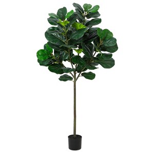 5.2 Ft Artificial Fiddle Leaf Fig Tree, Faux Ficus Lyrata Plant w/62 Fiddle Leaves, Tall Fake Plants Large Floor Plant w/Pot for Indoor Living Room - 1 of 4