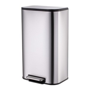 Kitchen Trash Can with Soft Close Lid, Stainless Steel Garbage Can with Foot Pedal & Removable Inner Bucket, for Bathroom, Silver - 1 of 4