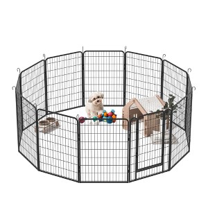 Sevobal Pet Carriers, Large 6 Panels Freestanding Dog Fence with Lock and Gates, Portable Fence for Yard Camping, Black, 107.25"*107.25"*39.37" - 1 of 4