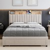 Full Size Bed Frame with Drawer, Upholstered Platform Bed Frame with Storage Headboard and Charging Station - 3 of 4