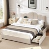 VECELO Queen/Full Size Platform Bed Frame with Type-C & USB Charging Stations and 4 Storage Drawers, Upholstered Adjustable Headboard, Beige - image 4 of 4