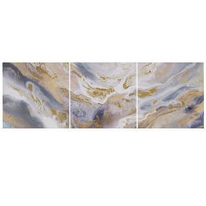 3pc Shimmering Symphony Glitter and Gold Foil Abstract Triptych Canvas Wall Art Set - Madison Park: Luxury Glam Decor, Vertical Orientation - 1 of 4