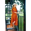 LA LEELA Women's Summer Batik Caftan Loungewear House Dashiki Dress Kaftan Nightshirts for Women Sleepwear Plus size 2X-3X Orange, Floral - 4 of 4