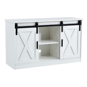 KTMBDW Buffet Cabinet, Coffee Bar Storage Cabinet, Sideboard with 2 Sliding Barn Doors, 15 x 47 x 27.6 Inches, for Living Room, White - 1 of 4