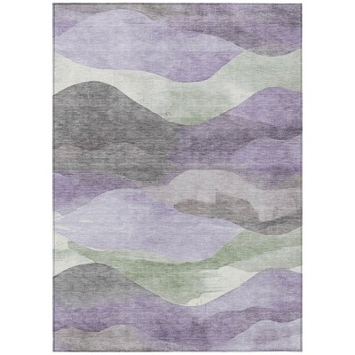 HomeRoots 3' X 5' Purple And Sage Abstract Washable Indoor Outdoor Area Rug