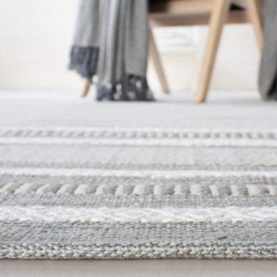 Handwoven Coastal Charm Grey/Ivory Cotton Runner Rug - 30x6