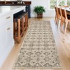 Washable Neutral Area Rug Boho Vintage Floral Retro Geometric Non Slip Low Pile Carpet for Living Room Bedroom - 2 of 4