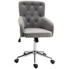 HOMCOM Mid-back Desk Chair with Button Tufted Velvet Back, Nailhead Trim, Swivel Home Office Chair with Adjustable Height, Padded Armrests, Gray - 4 of 4