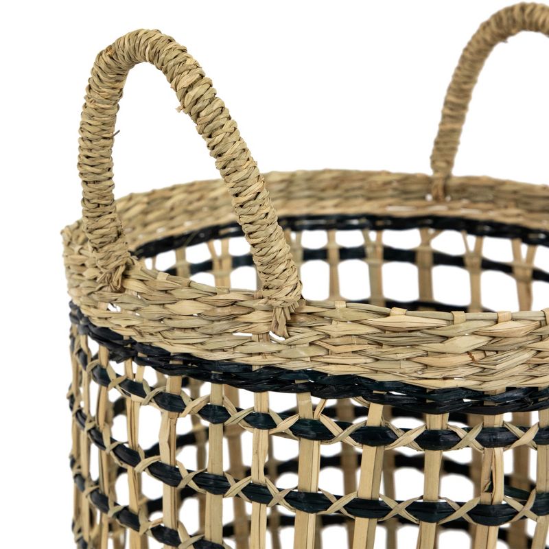 Northlight Set of 3 Open Honeycomb Weave Seagrass Storage Baskets with Handles 11.75", 4 of 7