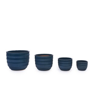SEVOBAL Planters 4-Piece Modern Planter Pots Set, Glossy Indoor, Outdoor Frost-Resistant Garden with Drainage Holes, Blue, 19.7"*19.7"*17.3" - 1 of 4