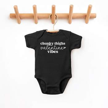 The Juniper Shop Chunky Thighs Valentine Vibes Baby Onesie