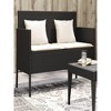 44.5"Patio Bench with Cushions Black Poly Rattan - 3 of 4