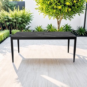 71'' Aluminum Rectangle Outdoor Dining Table for 6, Patio Table with Sintered Stone Top, Umbrella Hole, for Patio or Garden - Koiai - 1 of 4