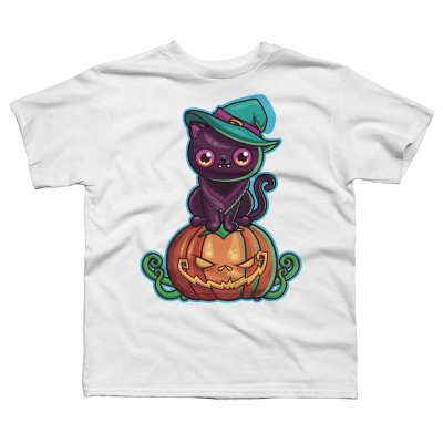 Boy's Design By Humans Ferociously Cute Halloween Vampire Witch Kitty Cat By LittleBunnySunshine T-Shirt