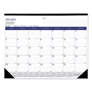 DuraGlobe Monthly Desk Pad Calendar, 22 x 17, White/Blue/Gray Sheets, Black Binding/Corners, 12-Month (Jan to Dec): 2025 - 1 of 2