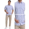INSPIRE CHIC Men's Classic Business Short Sleeved Button Down Plaid Shirt - 4 of 4