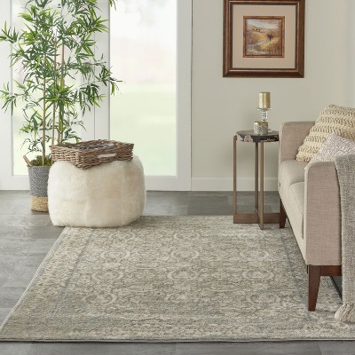 Serene Gray Floral Medallion 63'' Synthetic Area Rug