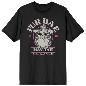 Furby (Retro) FUR BAE MAYTAH Do You Speak Furbish 1998 Vintage Art On Black Adult Crew Neck Short Sleeve T-shirt - 1 of 4