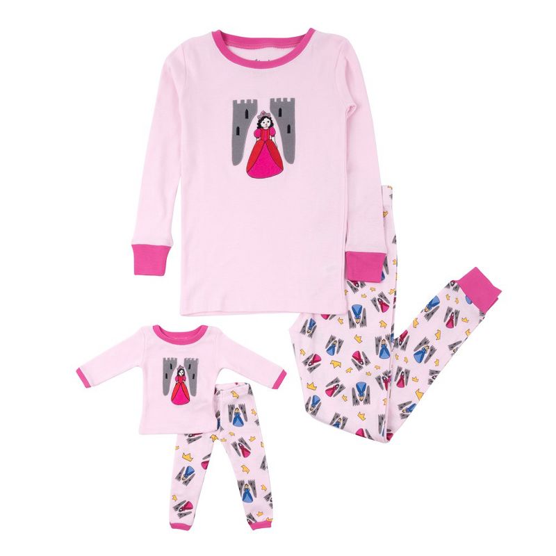 Leveret Girl and Doll Matching Cotton Pajamas, 1 of 4