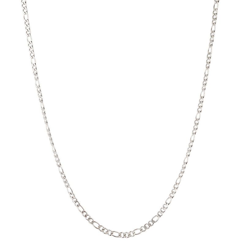 Men's Stainless Steel Figaro Chain Necklace (3mm) - Silver (24"), 1 of 4