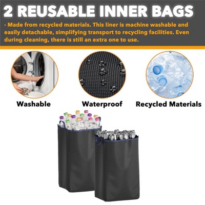 Сумки SpaceAid 26 Gallon Recycling Bin for Kitchen, 100L Large Recycle Bin with 2 Removeable and Reusable Inner for Bottles Cans Glass Plastice Cartons — фото 3