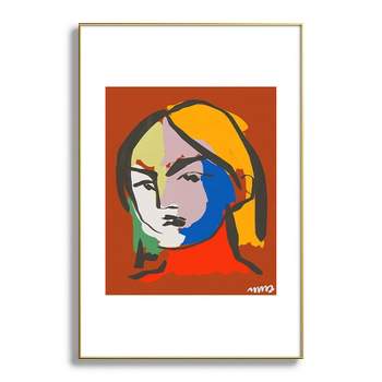 Marin Vaan Zaal Helene in Red Modern Female Metal Framed Art Print - Deny Designs