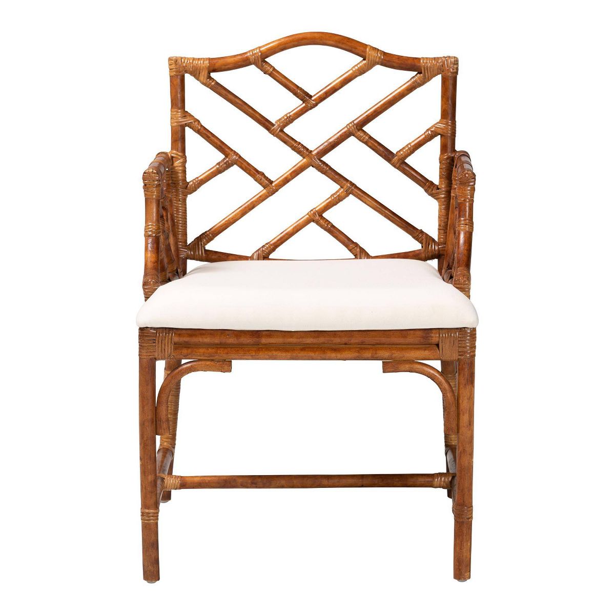 bali & pari Aella Marbled Tortoise Natural Rattan Dining Chair Marbled Tortoise Brown/White - thumbnail 2