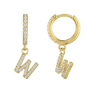 Junior Jewels 14K Gold Over Sterling Silver Cubic Zirconia Initials Drop Earrings - 1 of 2