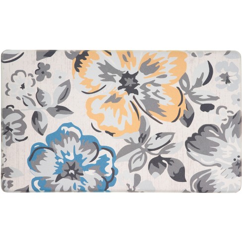 Boho Floral Kitchen Rug, Soft Cushioned Anti-fatigue Comfortable