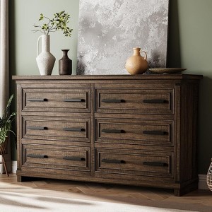 Farmhouse 8 Drawer Dresser for Bedroom, Rustic Wood Chest of Drawers, Large Storage Organizer for Closet, Living Room, Hallway - 1 of 4