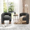 Modern Round Accent Chair – 330LB Capacity, 3-Leg Design & Chenille Upholstery (White/Dark Grey) for Living Room, Office, Bedroom - 3 of 4