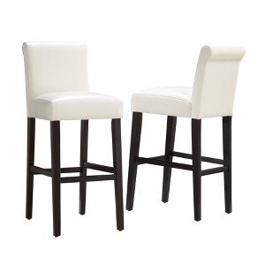 Set of 2 29" Vermont Faux Leather Counter Height Barstool White - Inspire Q: Modern Padded Back, Rubberwood Frame - 1 of 4