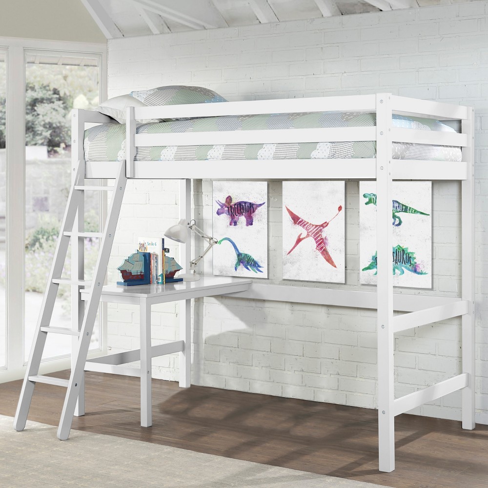 Photos - Bed Frame Kids' Twin Caspian Study Loft White - Hillsdale Furniture