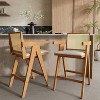 VYNXARIA 27" Height, Cream Woven Cane Plastic Backrest Bar Stool - Foam-Padded Fabric Seat & Durable Rubberwood Frame - 2 of 4
