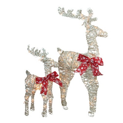 Northlight Set of 2 Sparkling Standing Reindeer Christmas Outdoor Decorations