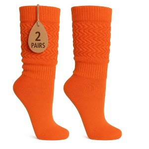 2 Pairs Women's Slouchy Scrunch Knee-High Boot Socks for Casual Wear and Comfort - 1 of 4