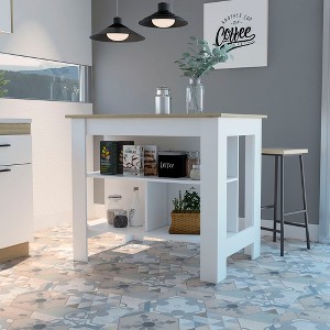 Kitchen Island with Three Shelves and Four Legs - 1 of 4