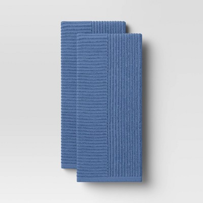 Threshold 5pk Cotton Assorted Kitchen Towels Blue - Threshold