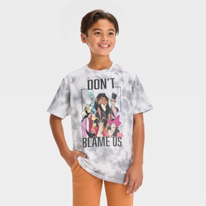 Boys' Disney Villains Trouble Maker Short Sleeve Graphic T-Shirt - White/Gray - 1 of 3